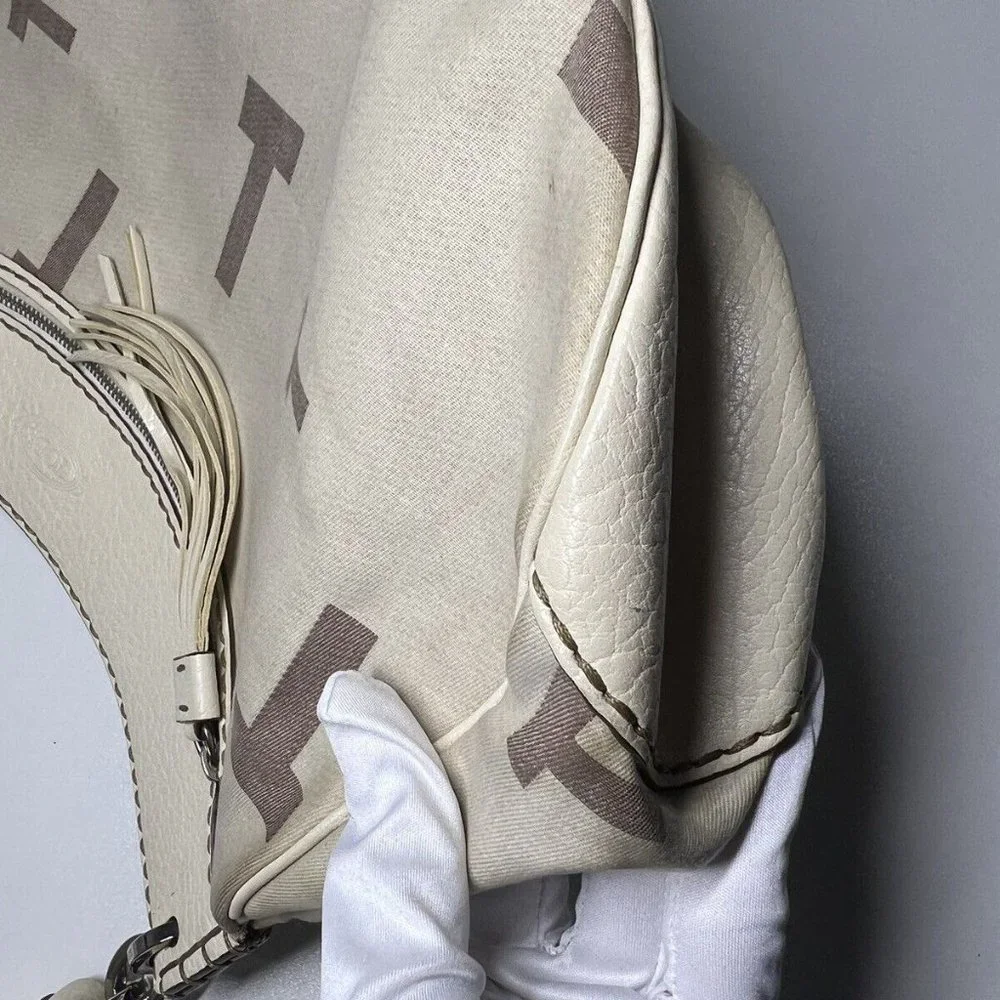 Tod's Canvas Hobo Shoulder Bag***